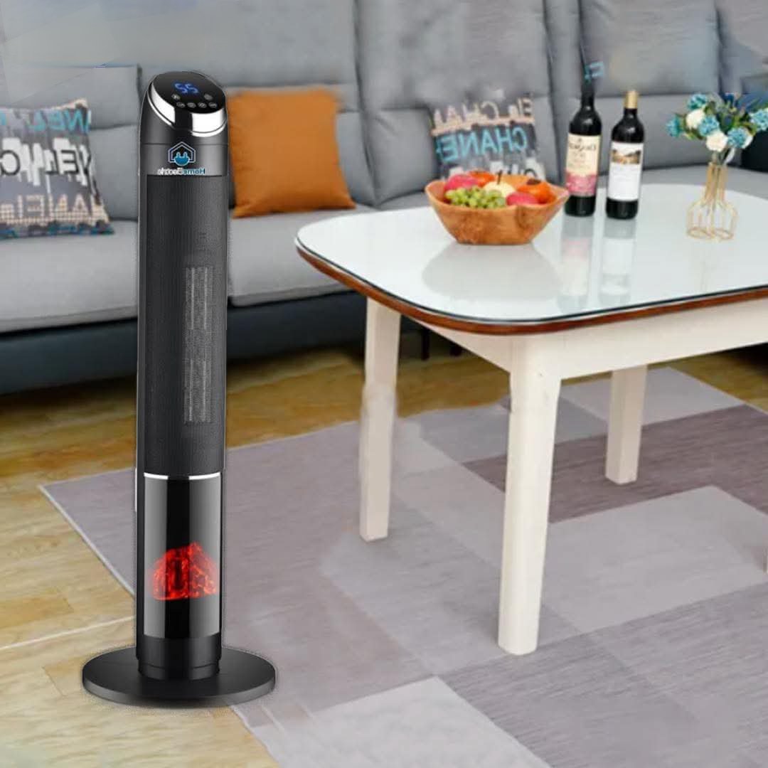 مدفأة برجية كهربائية منزلية HK-700 | 2000 واط، مزودة بجهاز تحكم عن بُعد وشعلة - الصورة 3