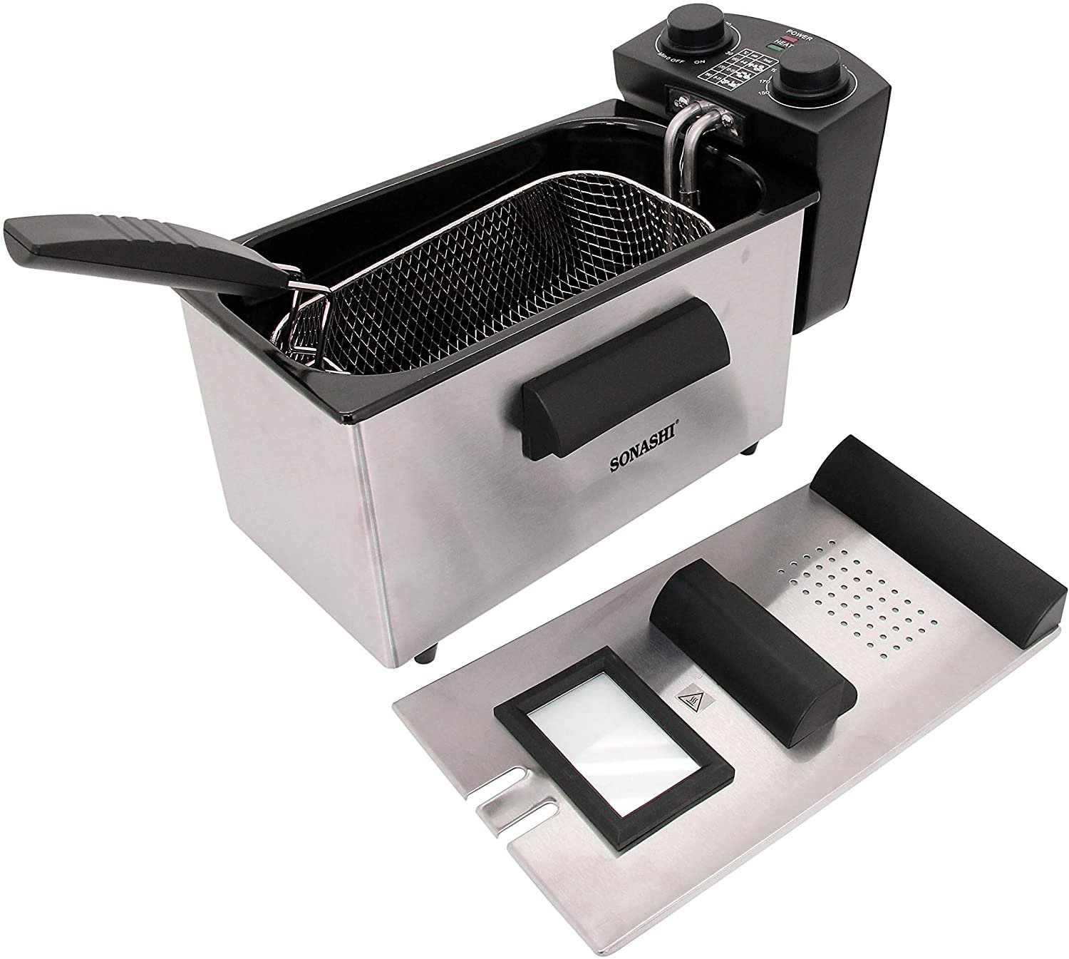 قلاية زيت كهربائية من سوناشي ستيل بسعة 3 لتر - الصورة 3